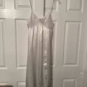 Chic White Satin Chemise